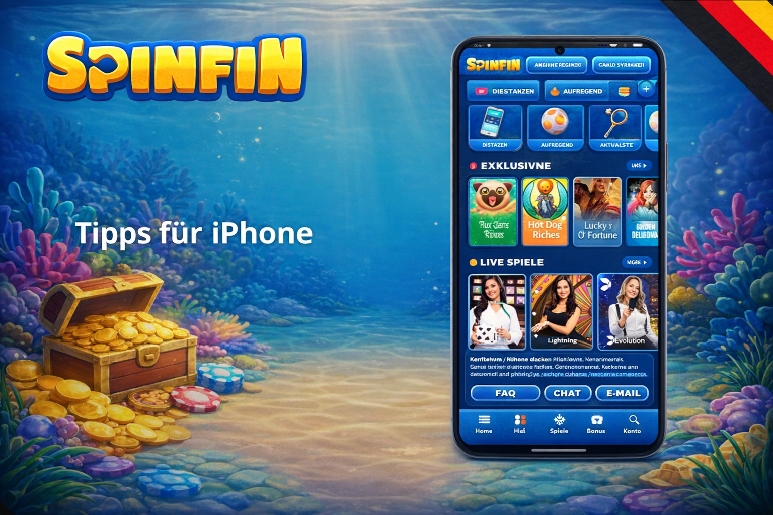 Smartphone showing the SpinFin website, highlighting game categories: Populaires (Popular), Top, and responsible gaming advice.